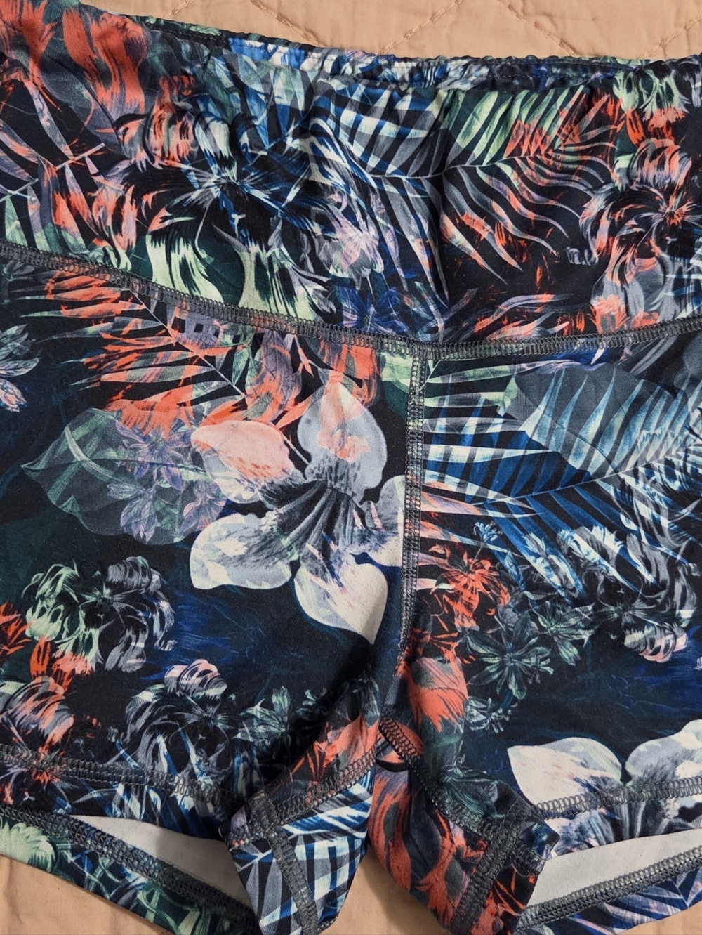 Fleo Women's Athletic Shorts - Multi Floral Print (Navy, Coral, Green)